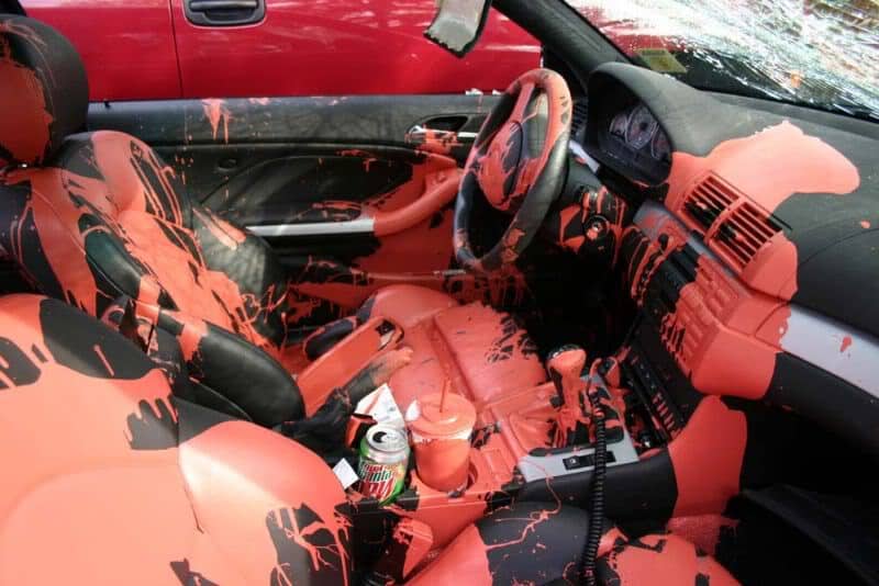 Paint Thrown Over Car Interior: Car Pranks Revenge Ideas