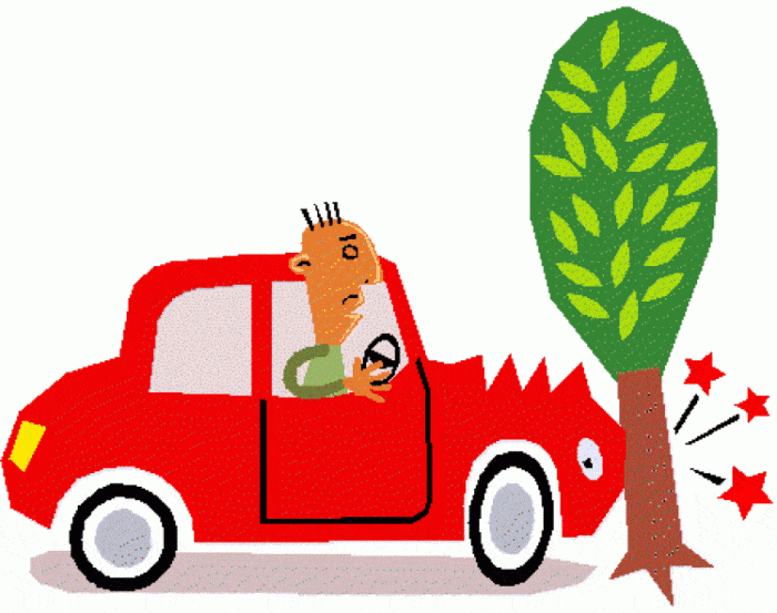 Cartoon Car Crash Into Tree