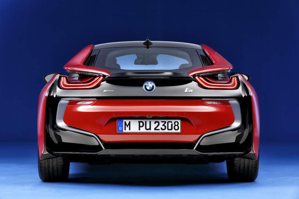 Red i8 Rear View