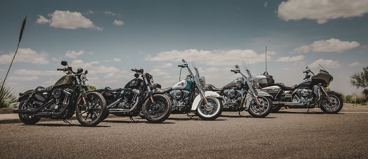 A Line Up Of Harley Davidson Motorcycles