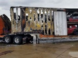 Dodge Demon Fire Burns Truck Trailer