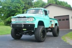 There are few Dodge W100 jacked up trucks