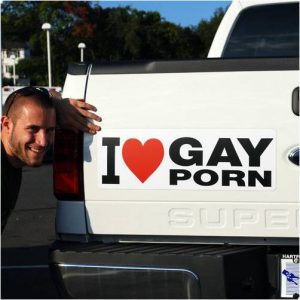 I heart gay porn bumper sticker