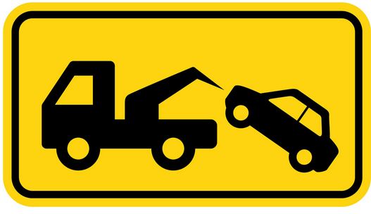 Car being towed sign