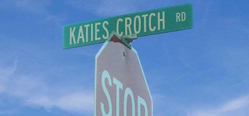 Street sign Katie's crotch