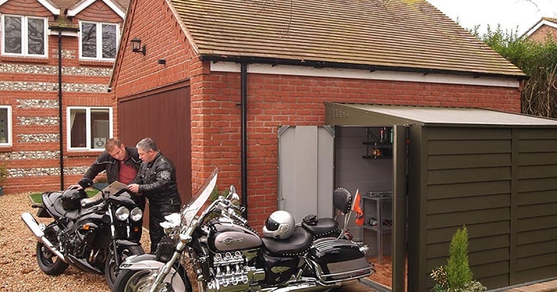 Parking in a motorcycle shed