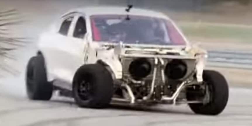 Mustang Mach E drifting test mule front end